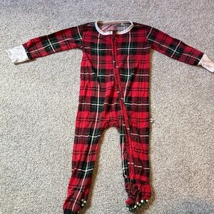 Kids Red Plaid Footed One-Piece Pajama - Cozy Holiday Sleeper